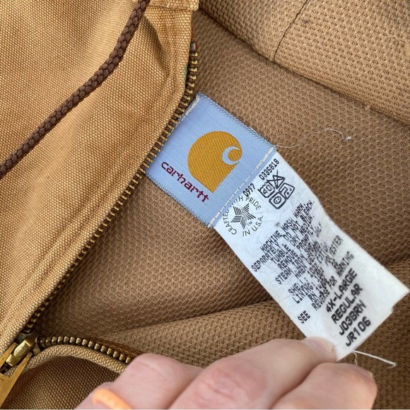Carhartt VTG USA Union Chore Tan Duck Thermal Lined Hooded Jacket 4XL Full Zip - Picture 3 of 8